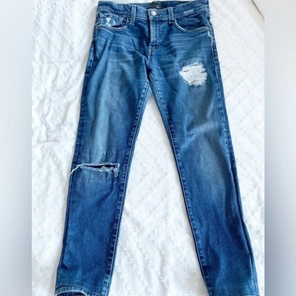 Mens J Brand Mick Destructed Distressed Skinny Jeans size 31 x 28 Stretch Dark - Picture 1 of 7